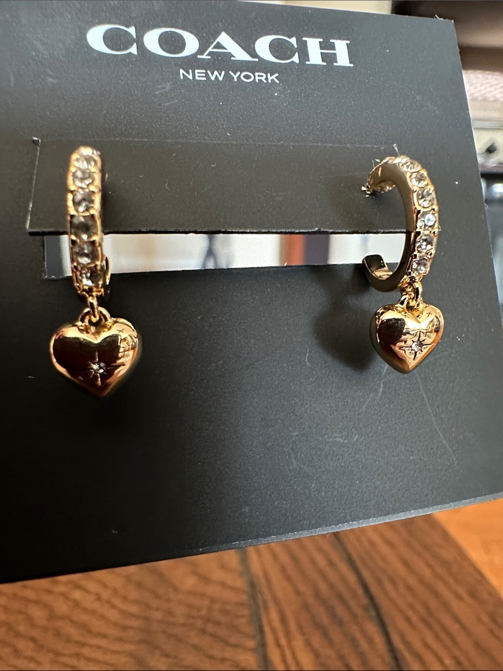 Coach Gold Tone Logo Hoop Earrings - Picture 2 of 3